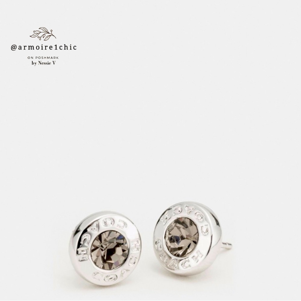 COACH | Open Circle Stone Stud Earrings | Silver Tone - Picture 5 of 5